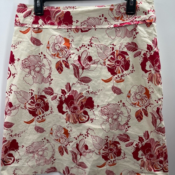 H&M A-Line Skirt Beige, Red, Orange With Lined Zipper Back Size 12 - Picture 6 of 7